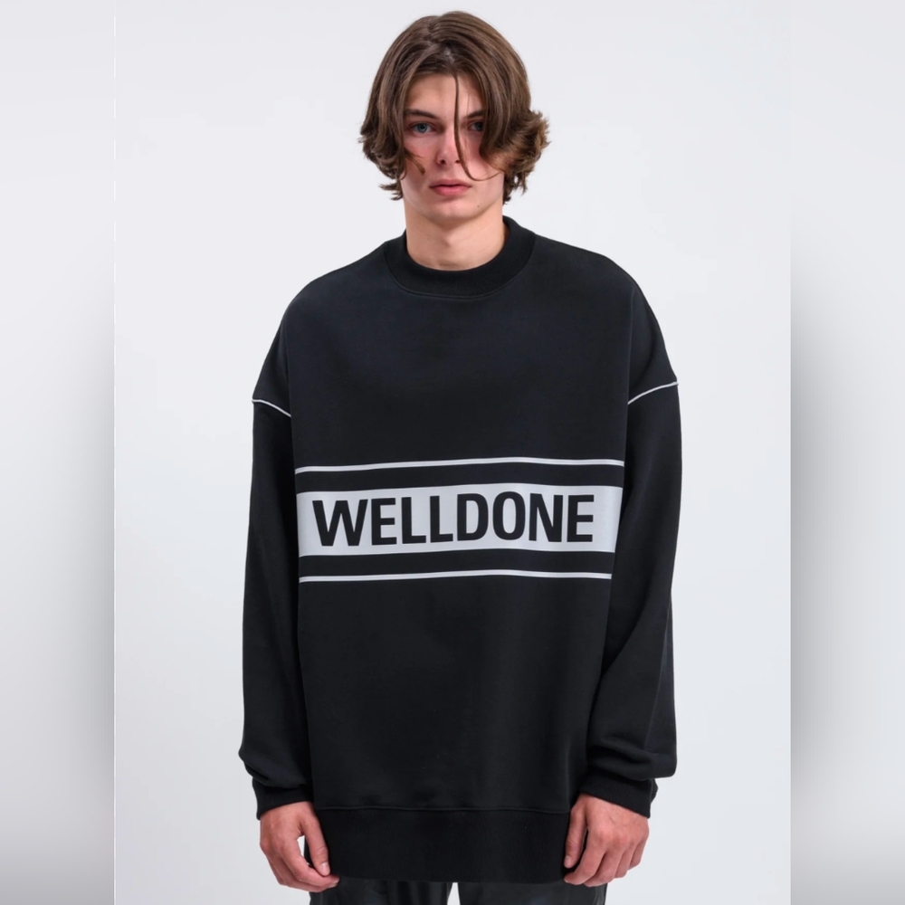 WE11DONE Black Reflective‎ Logo Pullover